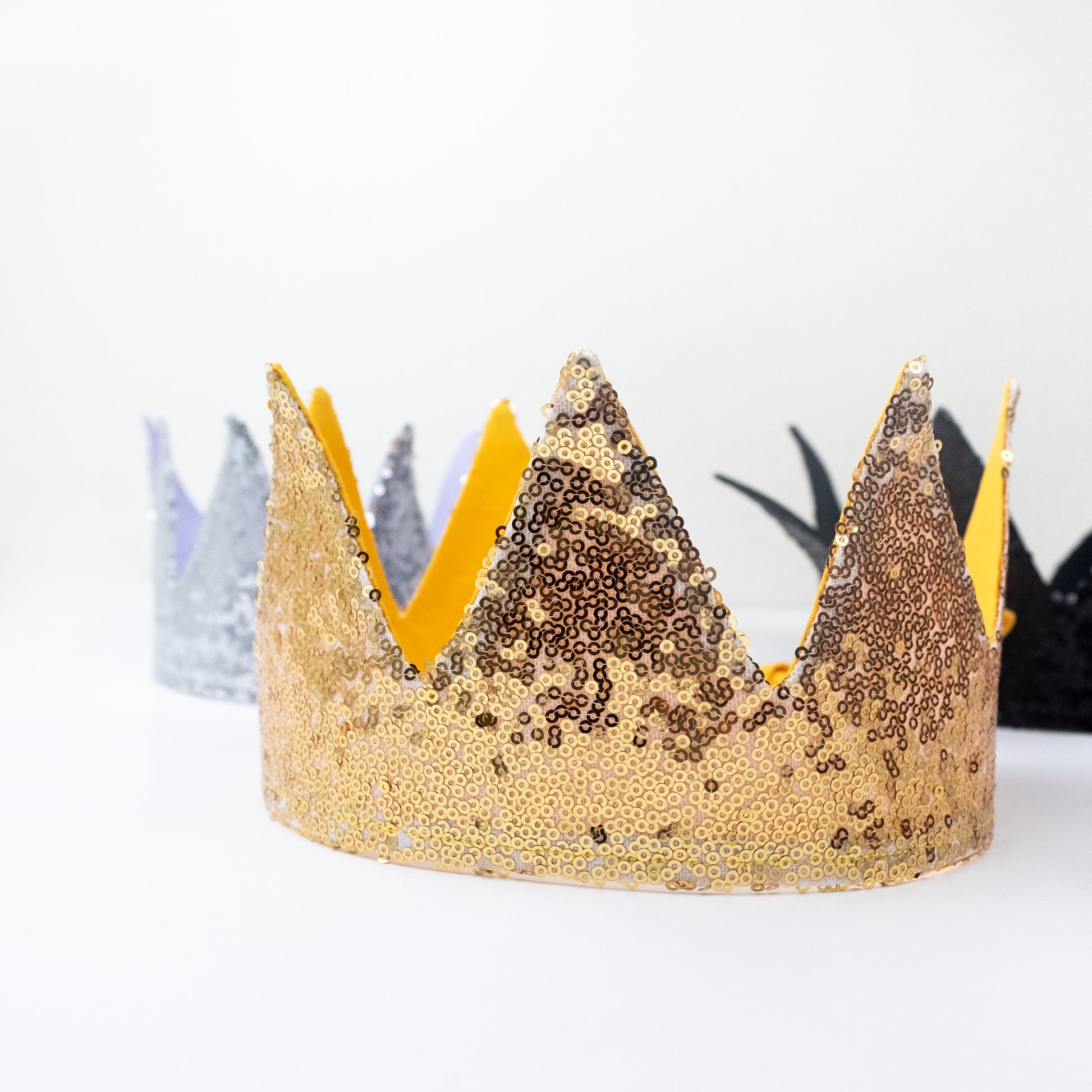Gold sequin magic crown. Fabric crown. Princess crown
