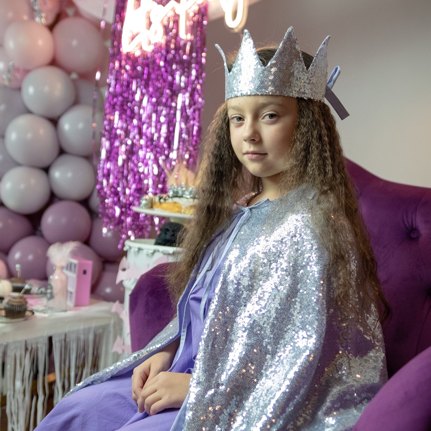 Silver sequin cape