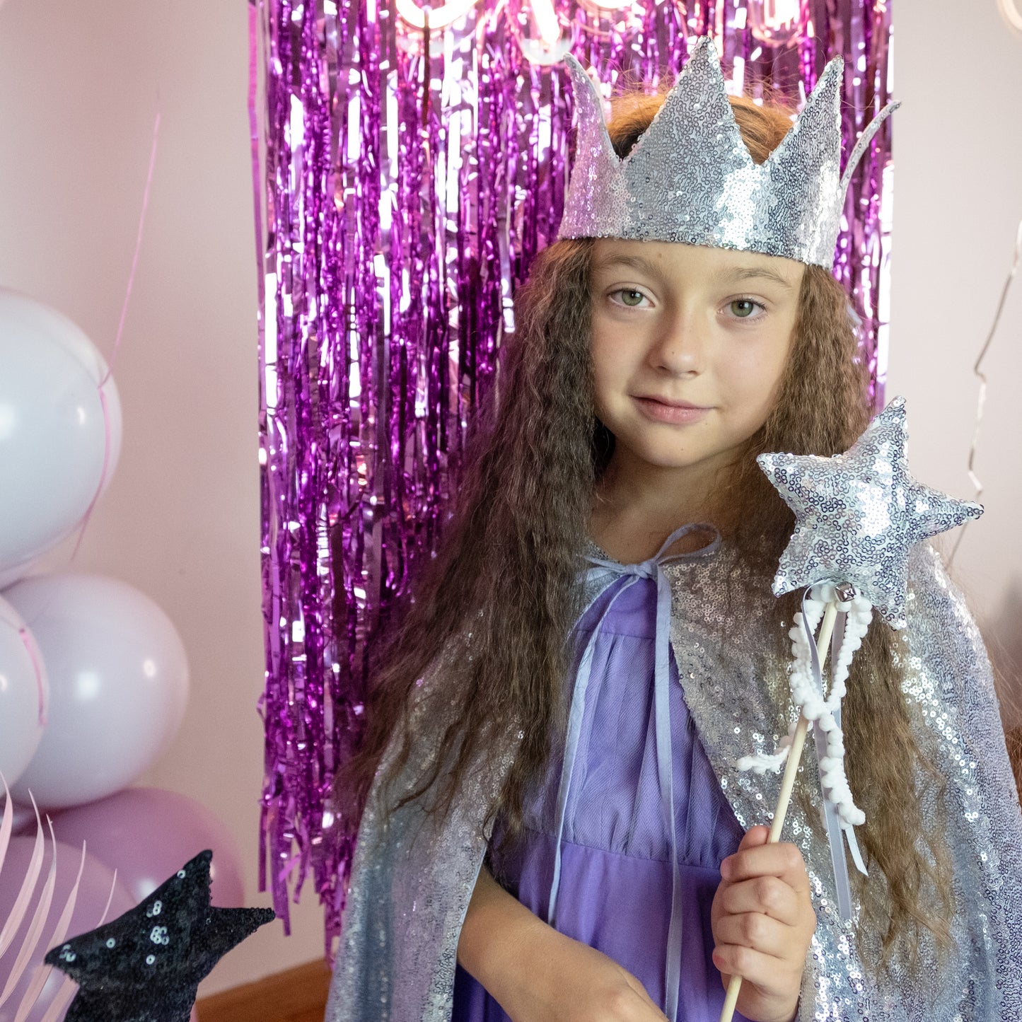 Silver sequin cape